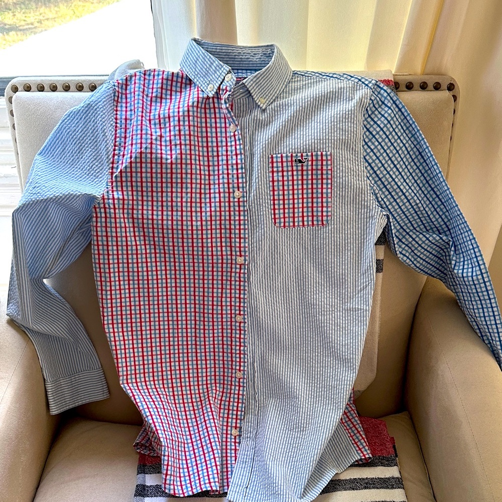 Boys Seersucker Multicolor Checkered Shirt